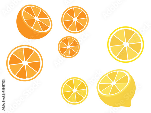 オレンジとレモンのイラスト