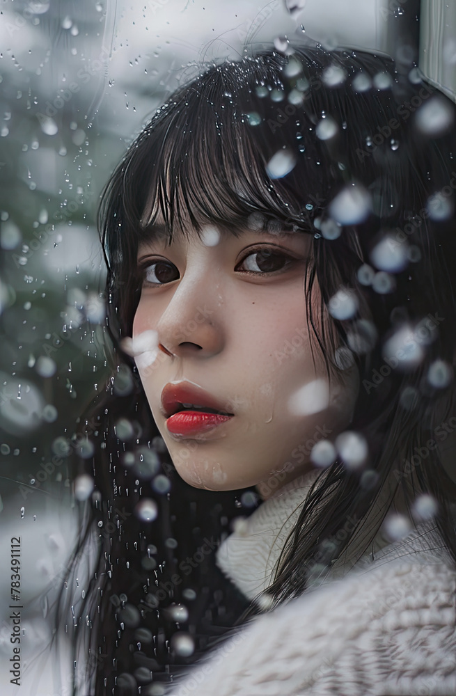 A 24-year-old Japanese girl with a raindrop aesthetic