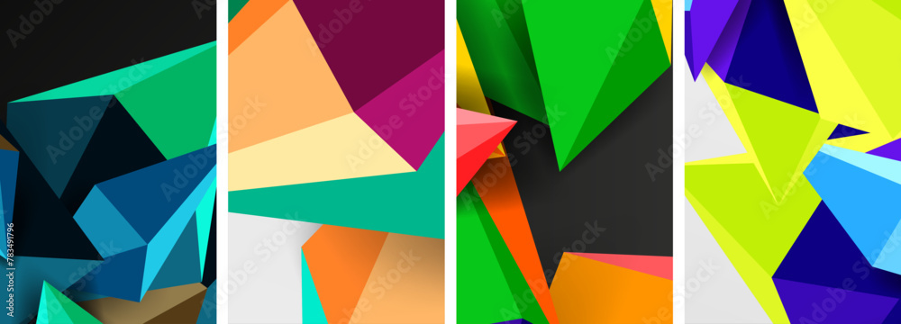 a collage of four different colored triangles on a black background a collage of four different colored triangles on a black background