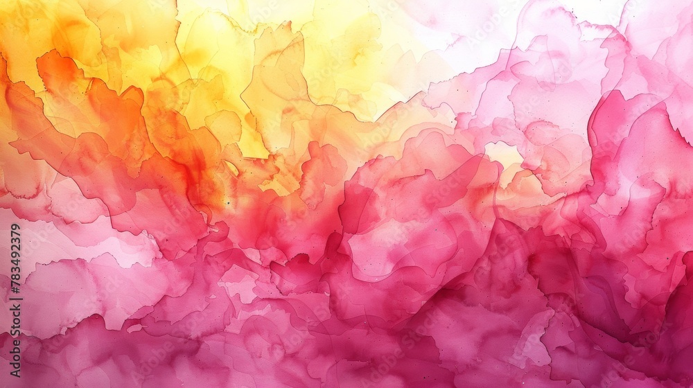 Pink and yellow watercolor painting abstracts