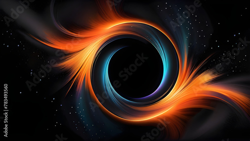 Glowing Orange Black Hole Background, Vibrant Black Hole Illustration, Dynamic Orange Celestial Artwork, Radiant Galactic Orange Design(Generative AI)