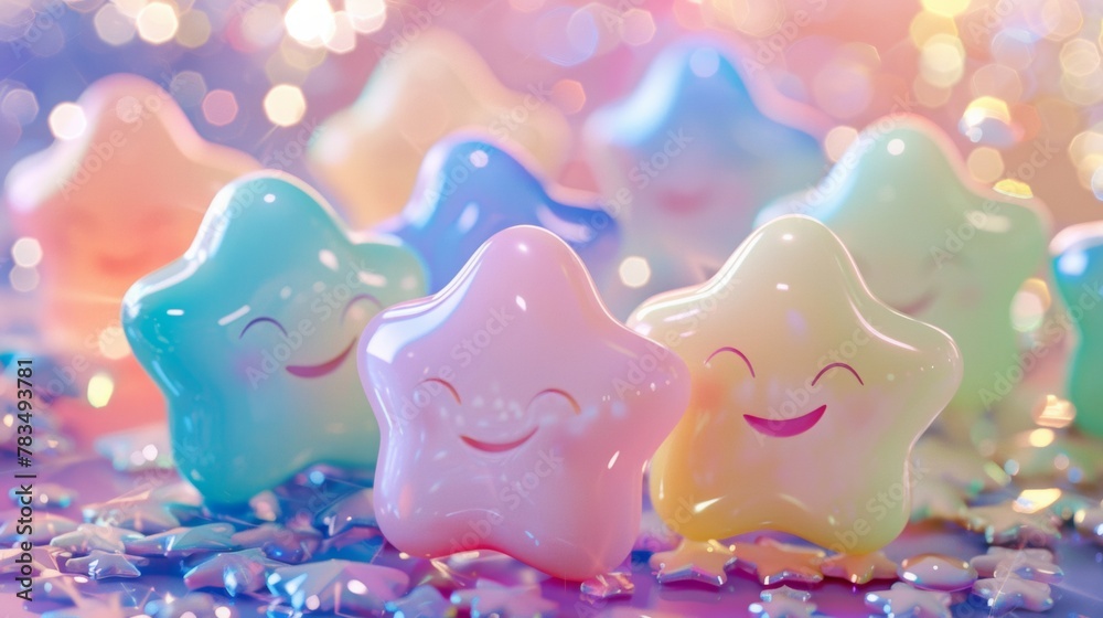 Super cute little star emoticons cover the screen, colorful, realistic Super cute little star emoticons cover the screen, colorful, realistic