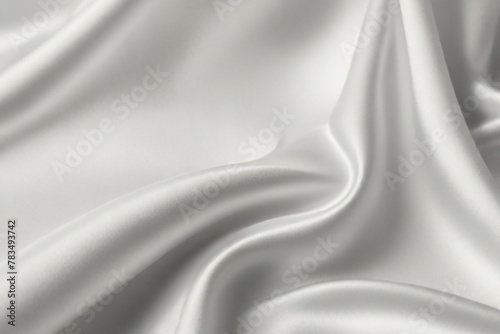 luxury cloth with drapery and wavy folds of ivory color creased smooth silk satin material texture.