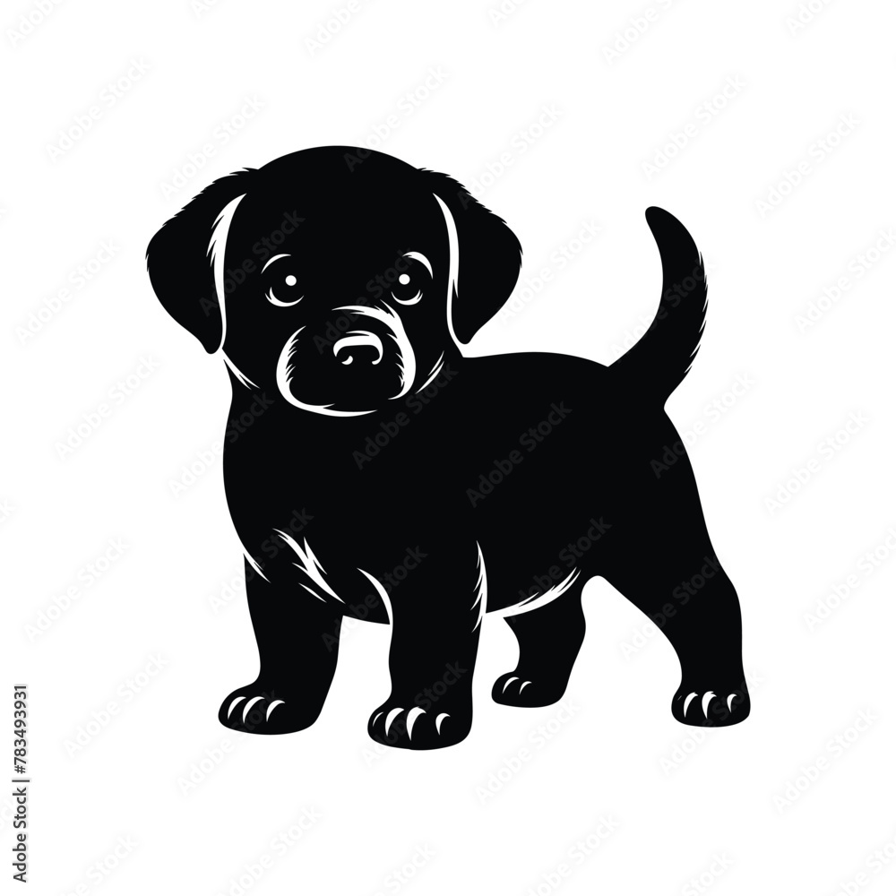 Obraz premium Vector Illustration logo icon Puppy Silhouette Against a White Backdrop