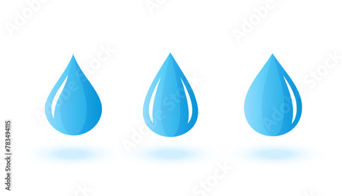 pack of blue water droplet icon on white background