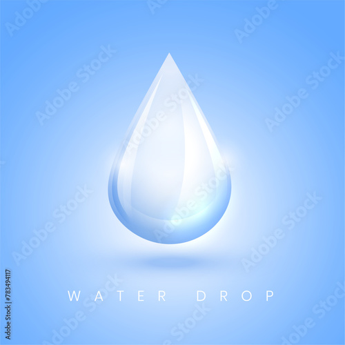realistic and falling aqua water droplet background design