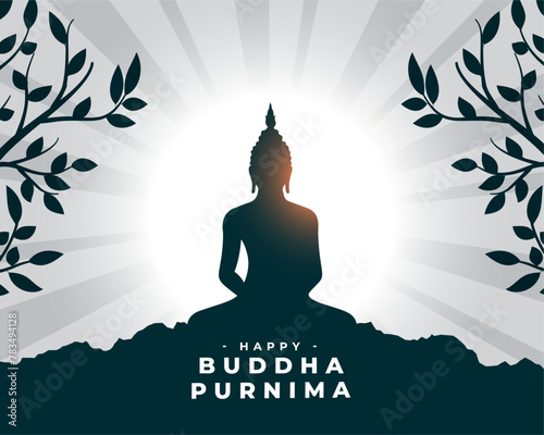 happy buddha purnima spiritual background with bodhi leaves