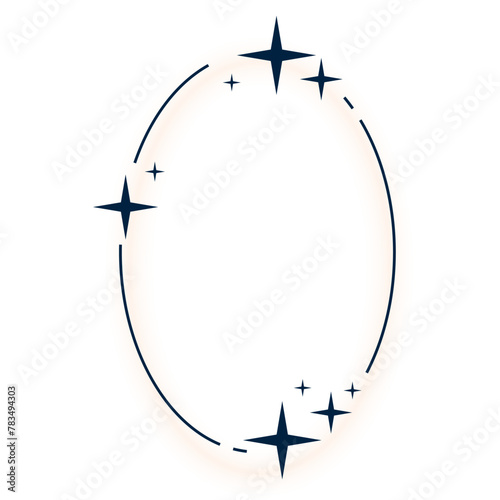 simple twinkle starry oval border frame with blank space