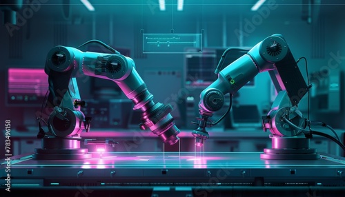 Close-up of a robotic arms performing automated medical health care operation.