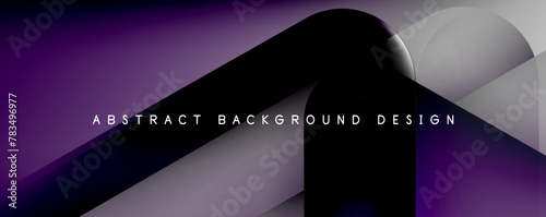 Liquid purple and violet geometric shape on black abstract background
