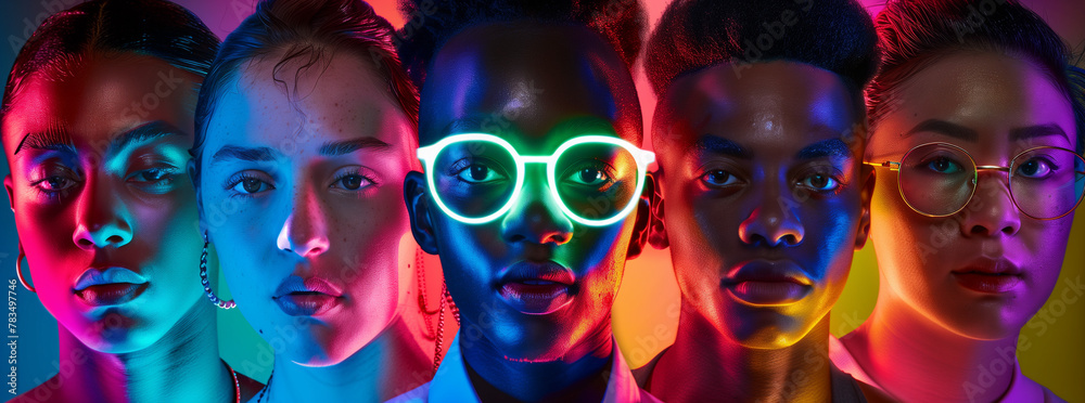 A colorful background with various people's faces in profile, each representing different cultural backgrounds and hair colors. Ethnically diverse people. Diversity and Inclusion concept. A colorful background with various people's faces in profile, each representing different cultural backgrounds and hair colors. Ethnically diverse people. Diversity and Inclusion concept.