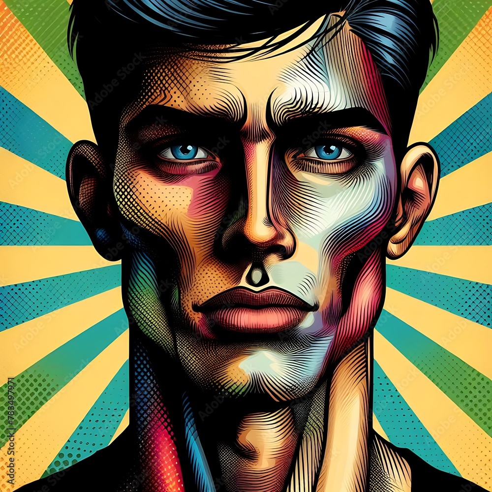 man face portrait comic book style man face portrait comic book style