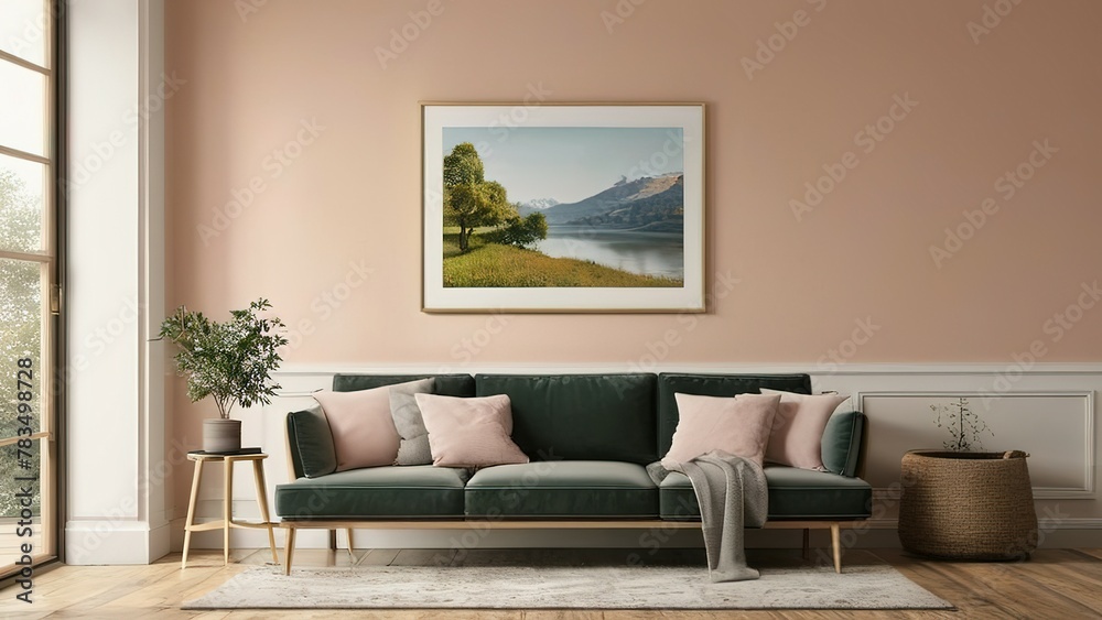 Fototapeta premium mockup poster desk, poster desk, mockup desk, Interior Mockup, living room mockup, interior mockup living room, mockup, interior, living room, mockup poster square, mockup poster desk,