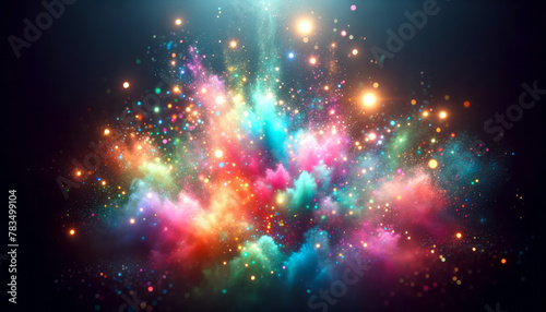 Cosmic dust and paint splatter in vivid colors against dark space. Celestial art concept. Generative AI © Who is Danny