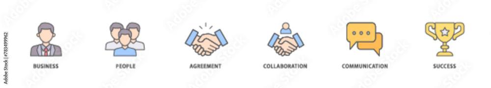 Business people icon packs for your design digital and printing of business, people, agreement, collaboration, communication and success icon live stroke and easy to edit 