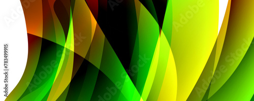 Colorful abstract art with green, yellow, and red lines on a white background