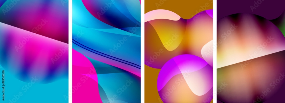 a collage of four different colorful abstract backgrounds