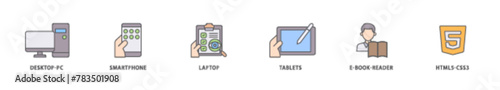 Responsive web design icon packs for your design digital and printing of tablets, html5 css3, e book reader, laptop, smart phone, desktop pc icon live stroke and easy to edit 
