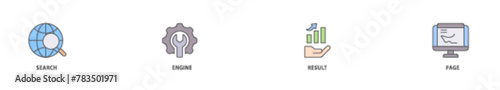 SERP icon packs for your design digital and printing of web search, computer, search engine, mobile search, page result, and statistics graph icon live stroke and easy to edit 