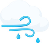 3D Stock Vector of Cloud with Raindrops and Wind, Weather Forecast Emoji in Cartoon Creative Design Icon, 3D Rendering.