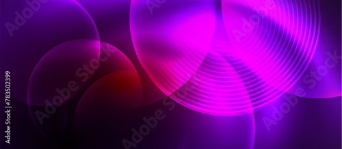 Colorful circles on deep purple backdrop creating an electric blue pattern