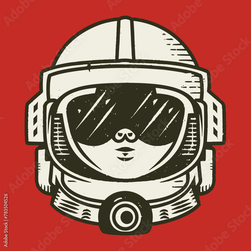 vintage astronaut head vector element