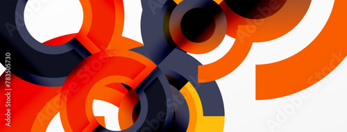 Vibrant circles in orange hues create an artful pattern on a white background