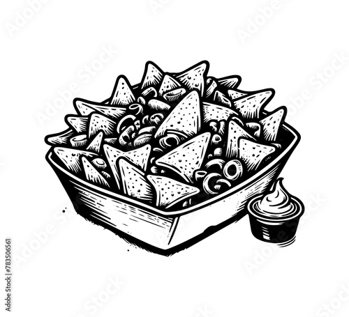Mexican corn nachos chips hand drawn vector illustration