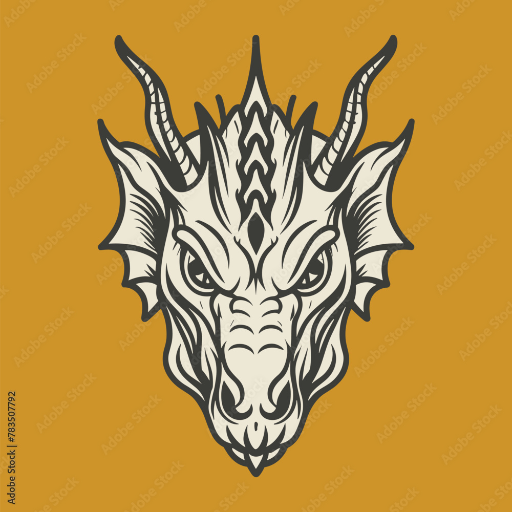 traditional retro dragon head vector art