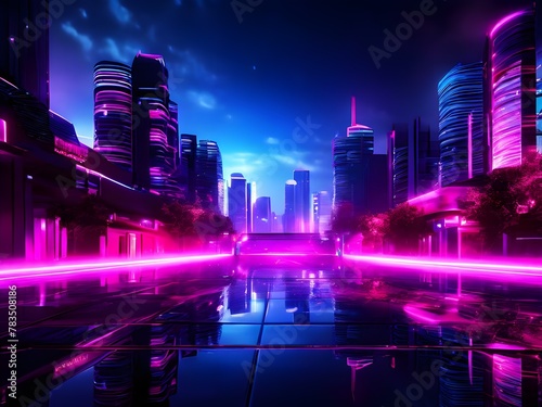 night view of downtown city © NB Designer