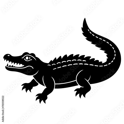  crocodile silhouette vector art illustration