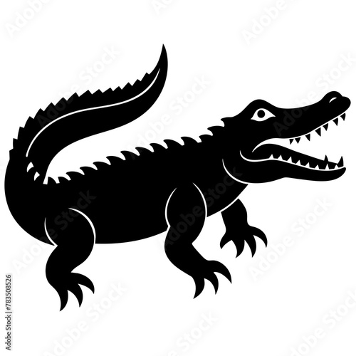  crocodile silhouette vector art illustration