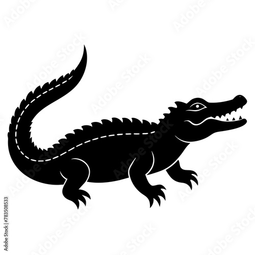  crocodile silhouette vector art illustration © Moriom