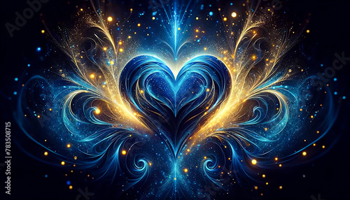 A heart shines with intricate fractals