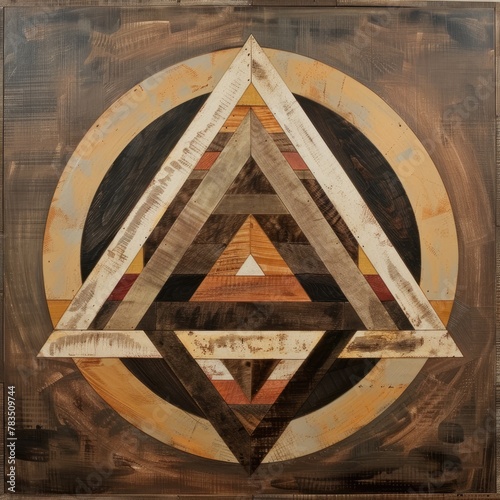 Tribal inspired triangle artwork in earth tones