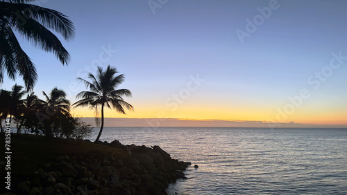 sunset on a fiji island