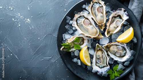 oysters with lemon , generative ai photo