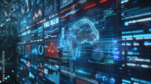 Business intelligence technology and big data analytic mixed media showing concept of futuristic information report using computer software to analyze strategic investment advice for decision making .