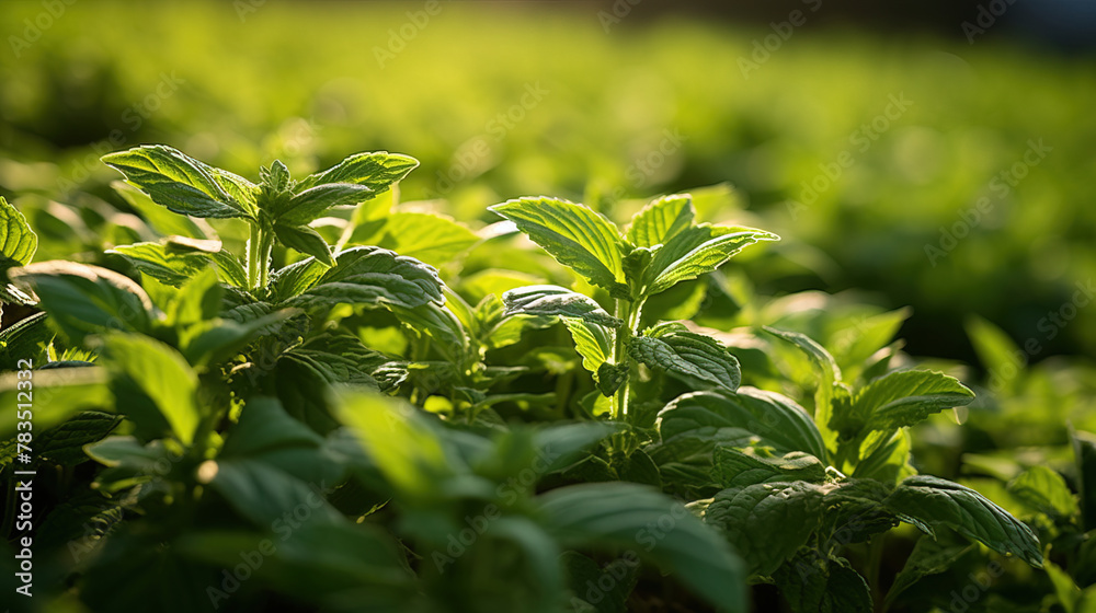 mint leaves in the garden. mint leaves in the garden.