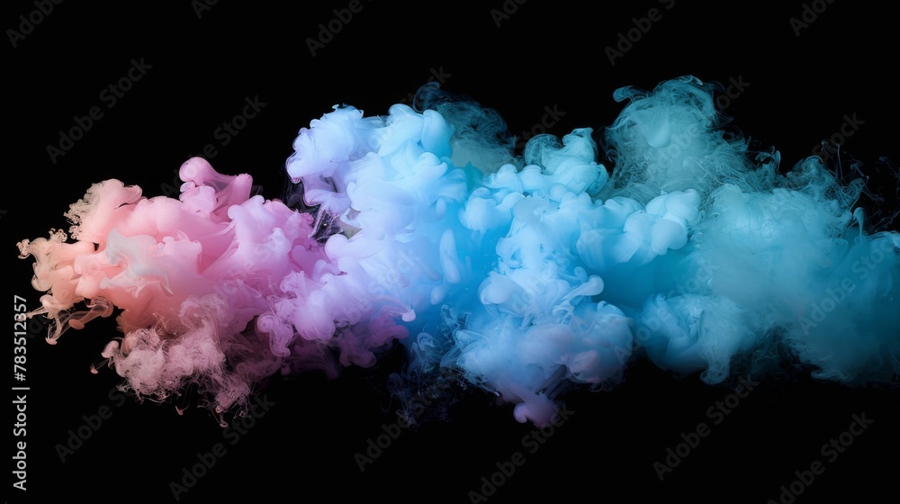 colored smoke isolated on black background