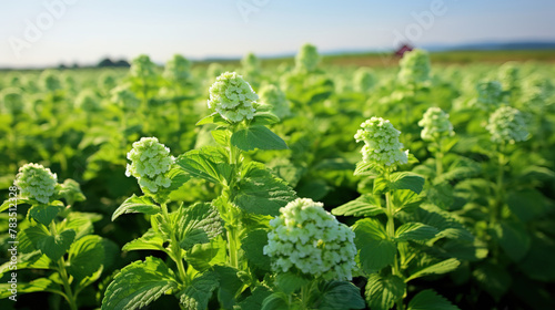 mint leaves in the garden.