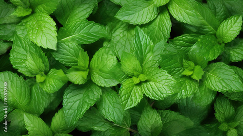 mint leaves in the garden.