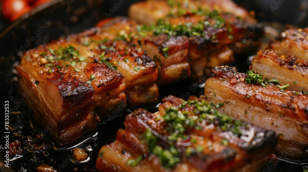Crispy pork belly cooked with chili Crispy pork belly cooked with chili