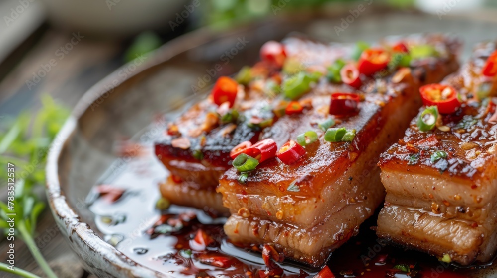 Crispy pork belly cooked with chili Crispy pork belly cooked with chili