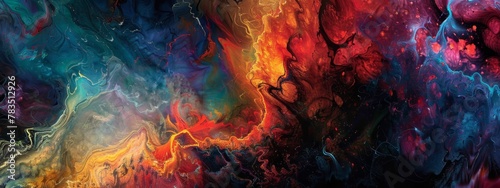 Cosmic Dance of Fluid Colors in Abstract Art 