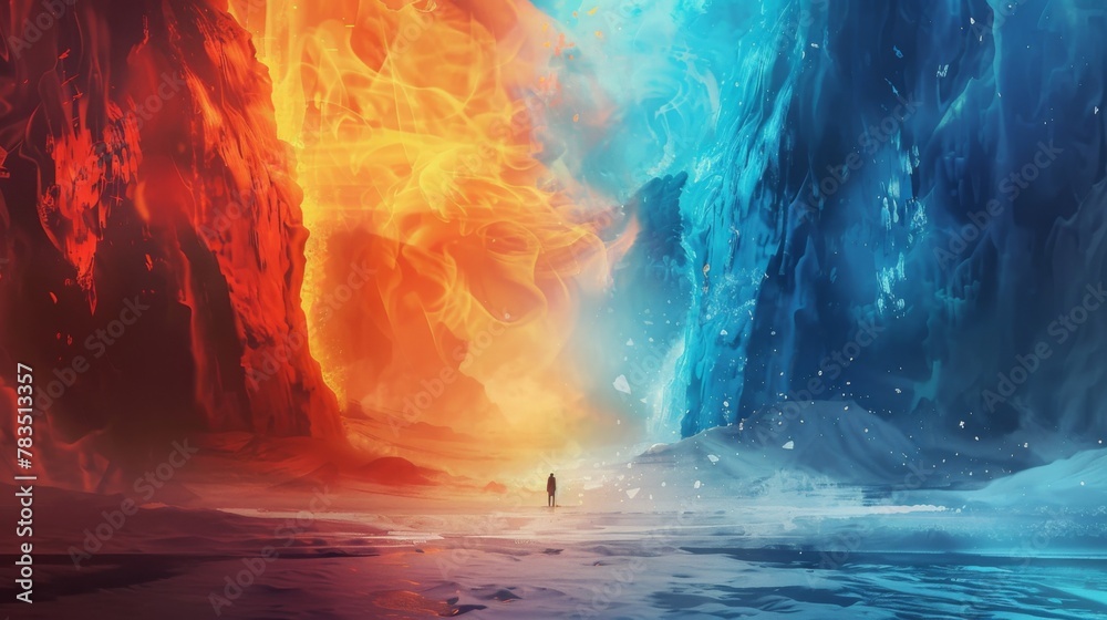 Fire and Ice concept design. Illustration.