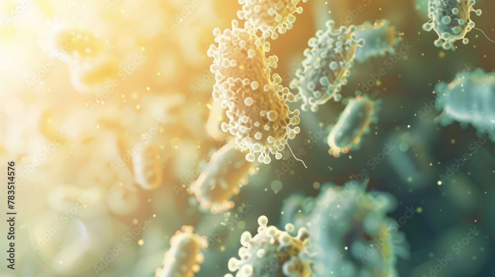 Closeup macro image of viruses, bacteria and organic tissues. Abstract background. Healthcare, hygiene and personal care concept. AI-generated. Closeup macro image of viruses, bacteria and organic tissues. Abstract background. Healthcare, hygiene and personal care concept. AI-generated.