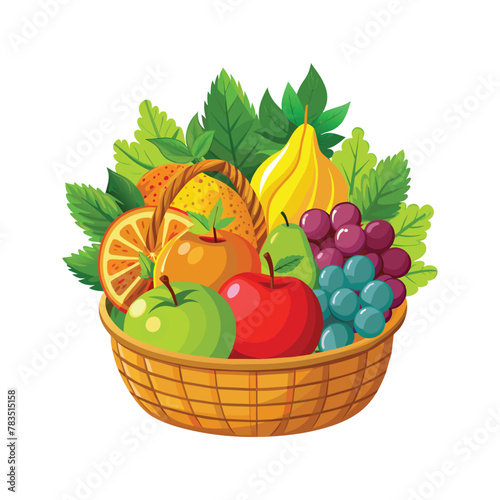 Fototapeta Naklejka Na Ścianę i Meble -  Fruits in traditional wicker basket
