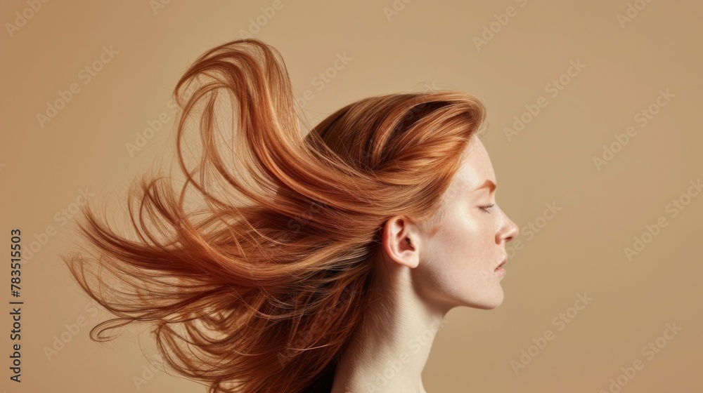 Lively hair on a beige background. Lively hair on a beige background.