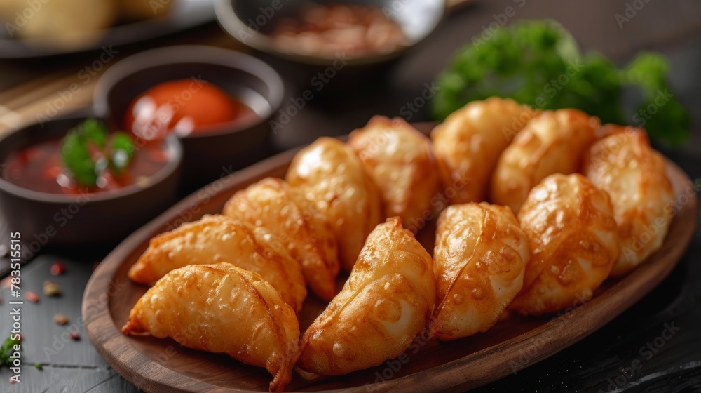 Prawn Popia, bite size, golden brown fried, delicious taste, suitable for snacks or appetizers.